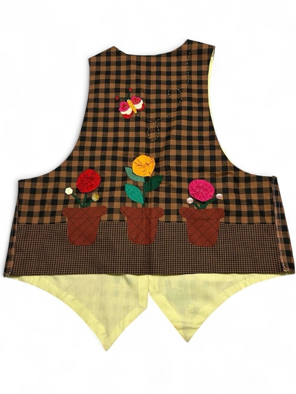 Vintage 90s Women’s XL Handmade Spring Cat Flowers Garden Vest - Picture 5 of 7